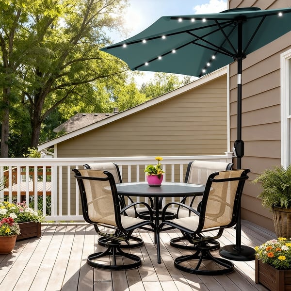 Patio Umbrella 9FT,Half Umbrella Outdoor with Solar LED Lights and Smooth Crank Lift,Shade Canopy for Patio,Garden,Deck - Bed Bath & Beyond - 44016131 Patio Umbrella 9FT,Half Umbrella Outdoor with Solar LED Lights and Smooth Crank Lift,Shade Canopy for Patio,Garden,Deck - Bed Bath & Beyond - 44016131
