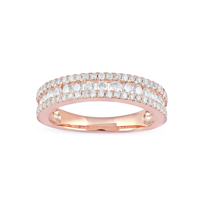 IGI Certified 3/4ct TDW Diamond Wedding Band in 14k Gold for Women - Size 9 - Rose Gold