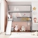 preview thumbnail 15 of 19, Twin Size Loft Bed with Slide, House Bed with Slide, Espresso Gray