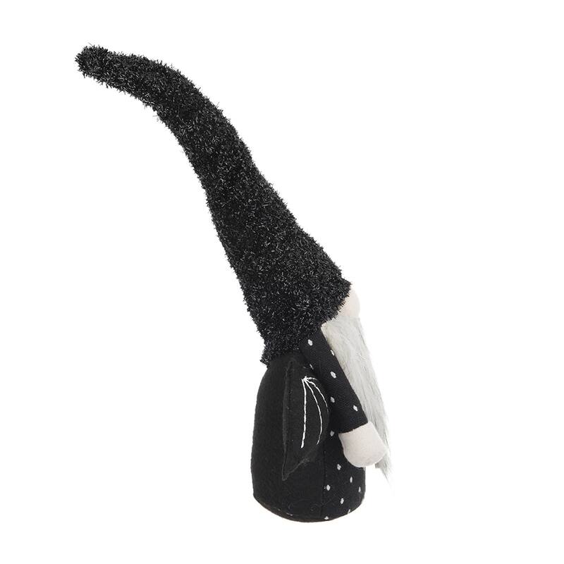 10x3x15.5" Fabric Black Gnome With Wings Decor, for Halloween Decor