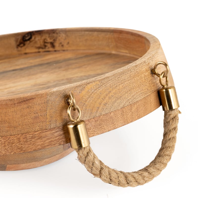 Benjamin Round Wood Trays, Set of 2 - 15" x 15" x 2"