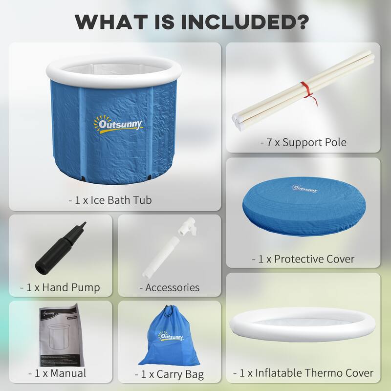 Outsunny Ice Bath Tub, Portable Cold Plunge Tub Outdoor with Thermo Lid, Cover and Carry Bag