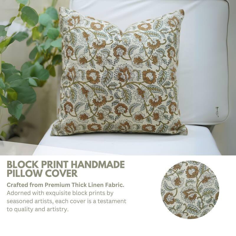 Fabdivine Brown Fall Décor Cushion case Rustic Accent Thick Linen Pillow Cover for Bed, Lounge or Couch, Chair, Mandakani
