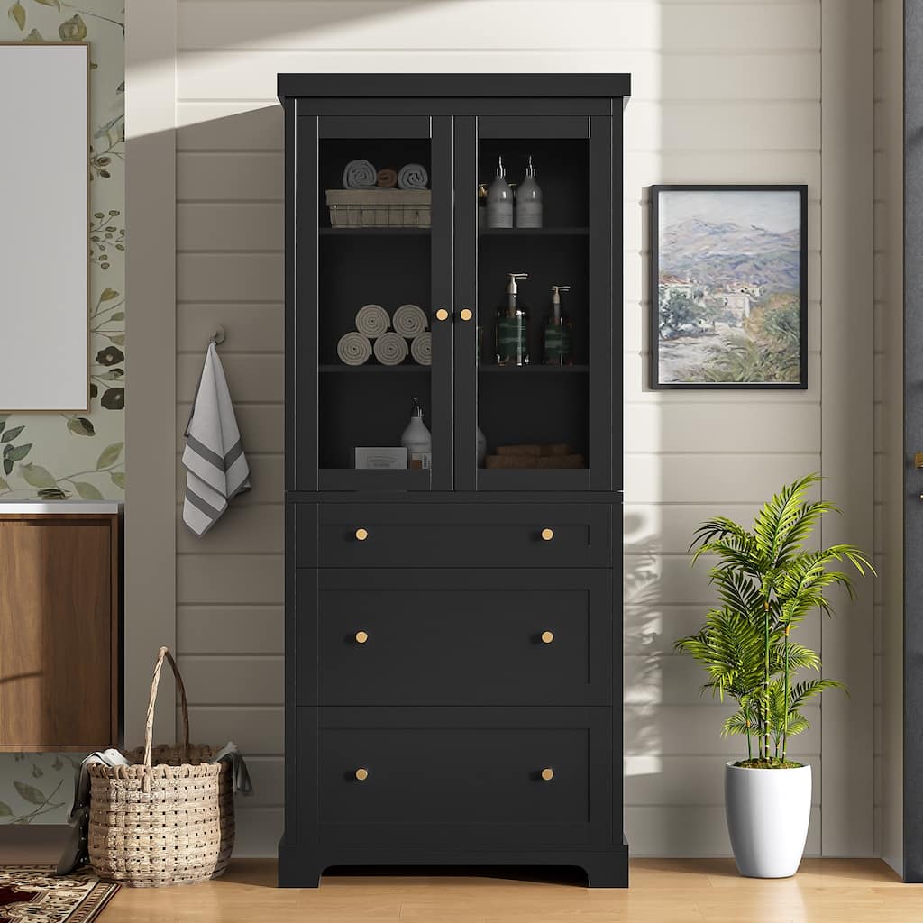 70.1" Modern High Freestanding Tall Bathroom Cabinet