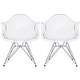 preview thumbnail 1 of 20, 2xhome - Set of 2 Clear Modern Designer Acrylic Plastic Chair With Arms Armchairs Dining Silver Solid Chrome Office Chrome Base