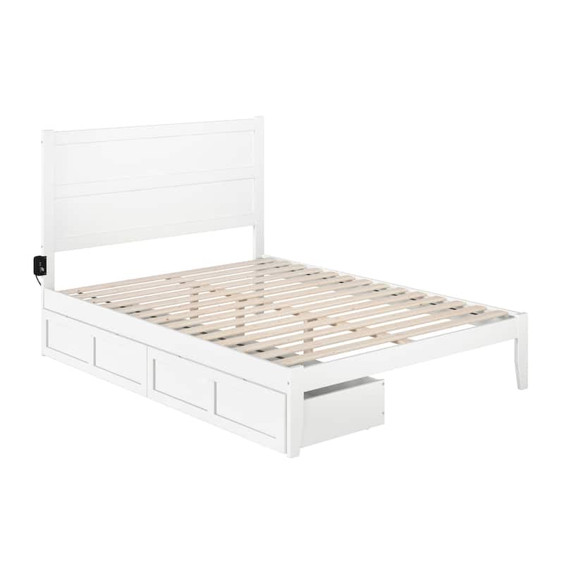 NoHo Queen Platform Bed with 2 Drawers in White
