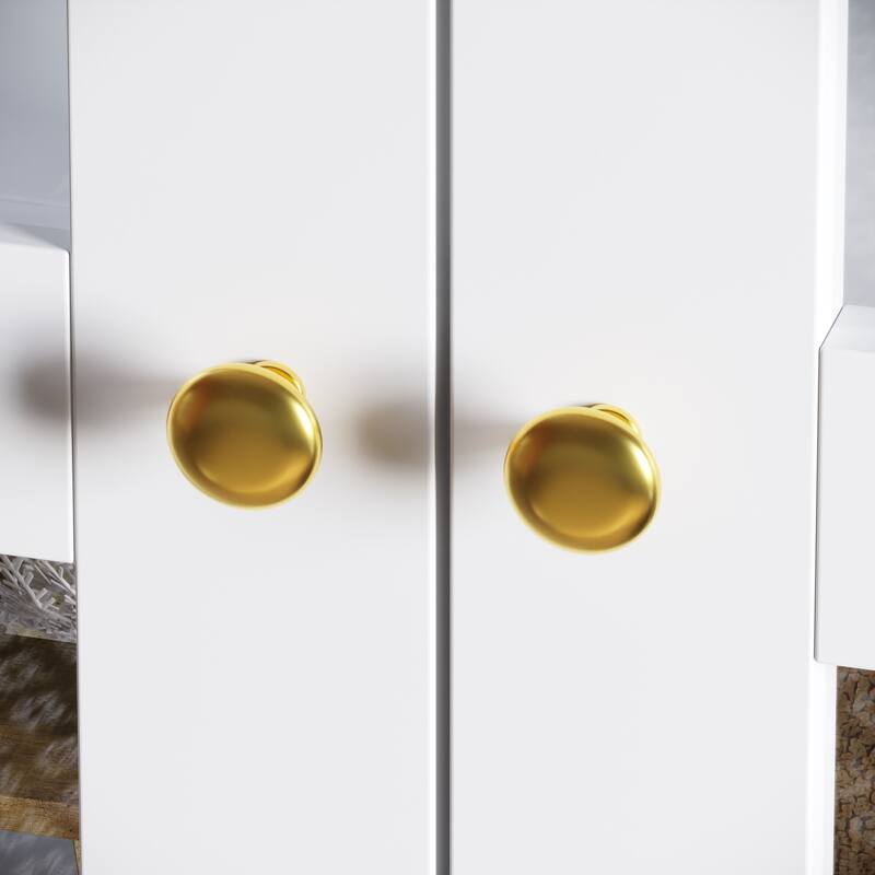 Bookcase Display Cupboard Curio Cabinet 2 Glass Door White Lacquer - 70.9"Hx31.5"W