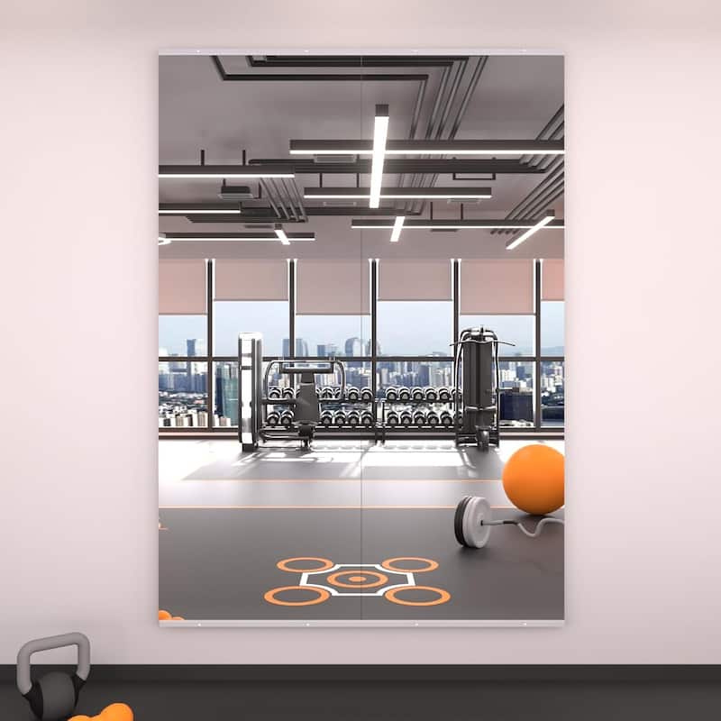 Full Length Tempered Glass Mirror - Rectangular Wall Mirror for Yoga, Gym & Dance Studio(Set of 2/3) - 67" x 24"-3PCS