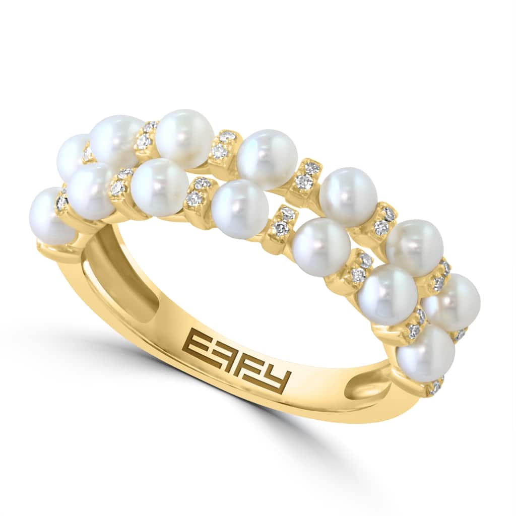 EFFY 14K Yellow Gold Diamond and Freshwater Pearl Ring