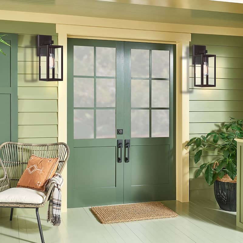 2-pack 13" H 1-Light Black Outdoor wall Lantern(Dusk to Dawn could be chosen)