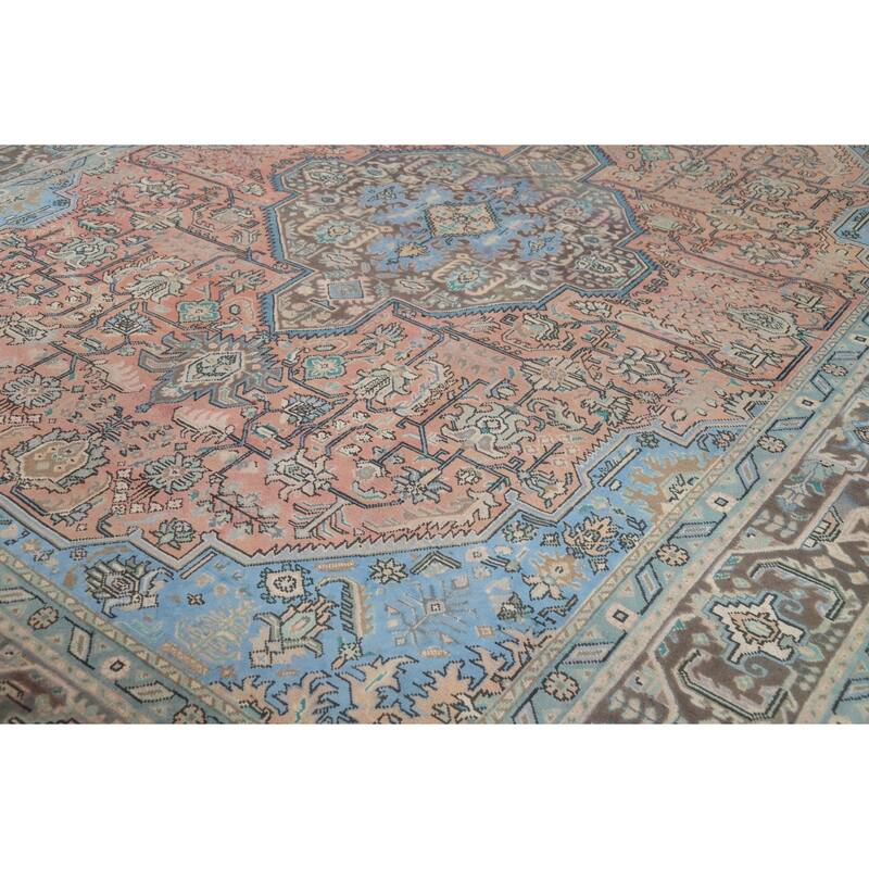 Light Pink Medallion Tabriz Persian Area Rug Handmade Wool Carpet - 9'9"x 12'8"