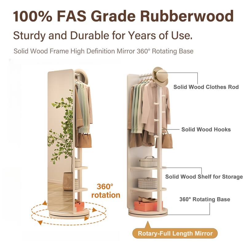 Full-length mirror, rubberwood + mirror, 68.8*19.6in (mirror width: 15.7in) Full-length mirror, easy to dress and tidy