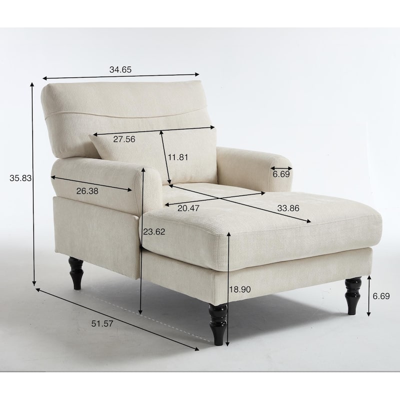 Blue Modern Chaise Lounge Upholstered Indoor Leisure Sofa Recliner Office Chair Sleeper for Living Room