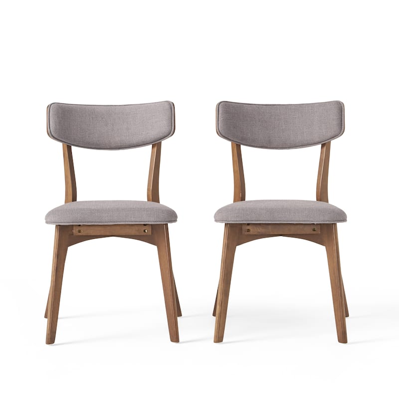 Chazz Mid-Century Modern Upholstered Rubberwood Dining Chairs (Set of 2) by Christopher Knight Home