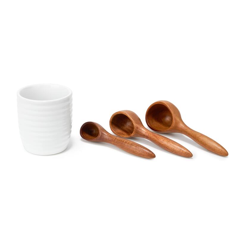 Nambe Breaking Bread Canister with Measuring Spoons