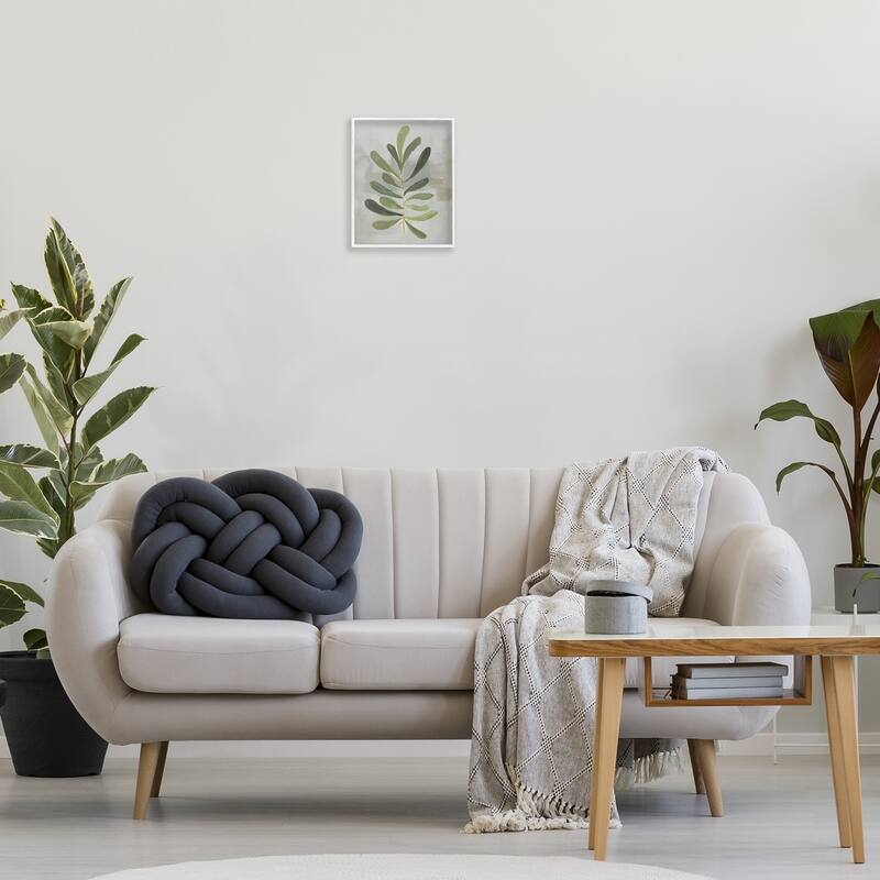 Stupell Single Green Leaf Branch Framed Giclee Art Design By Lanie Loreth