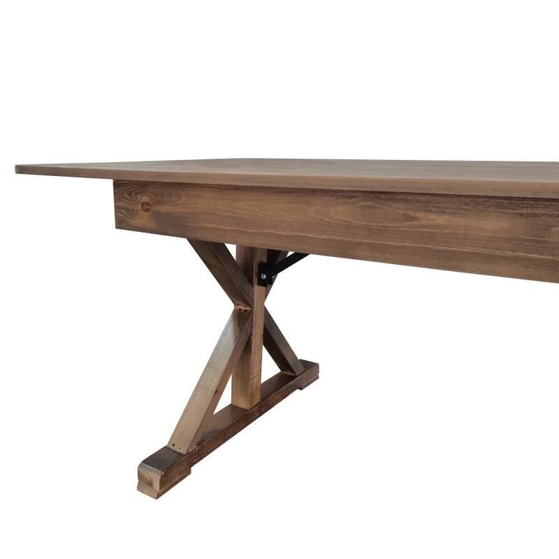 9' x 40" Rectangular Antique Rustic Solid Pine Folding Dining Table