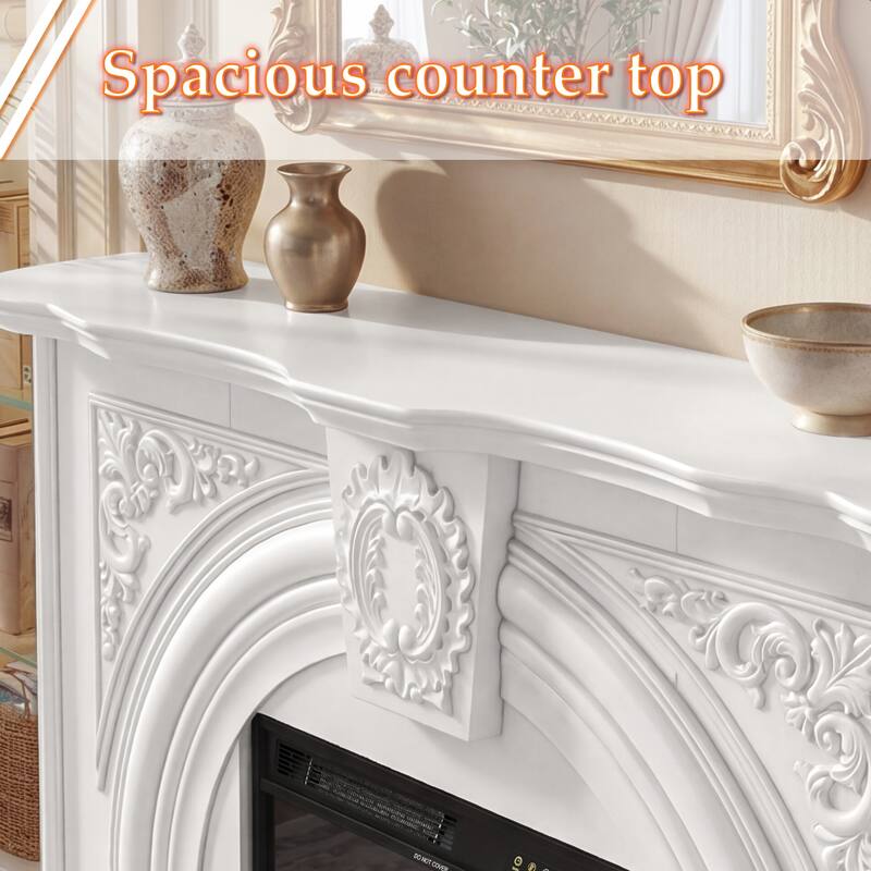 Freestanding Electric Fireplace with Mantel, 24" Electric Fireplace Insert, Adjustable Flame Colors, Remote Control & Thermostat