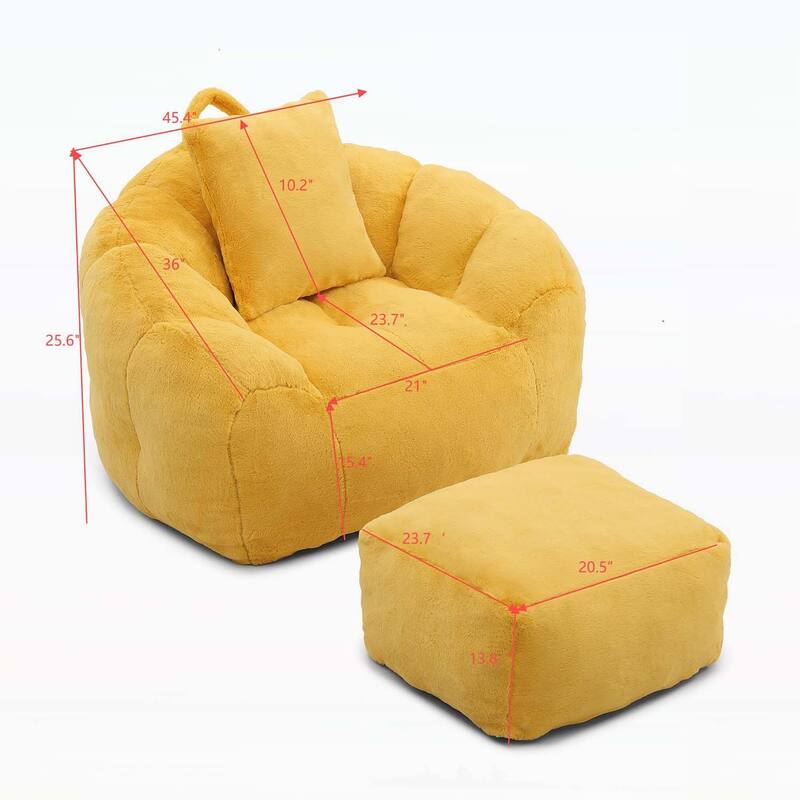 Shell-Shaped Bean Bag Chair with Footstool,Perfect for Gaming and Reading