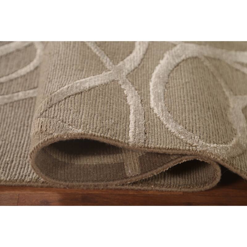 All-Over Nepalese Modern Area Rug Hand-Knotted Wool Carpet - 6'0" x 8'10"