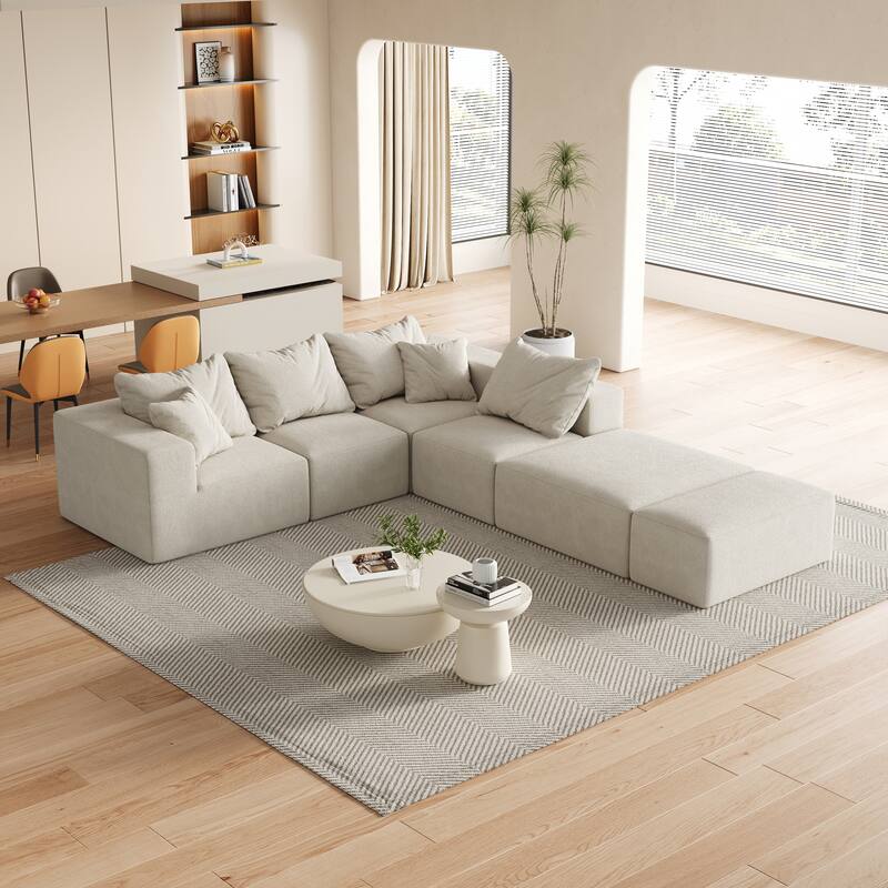 Living Room Modular Couch Chenille Upholstered Sectional Sofa Set