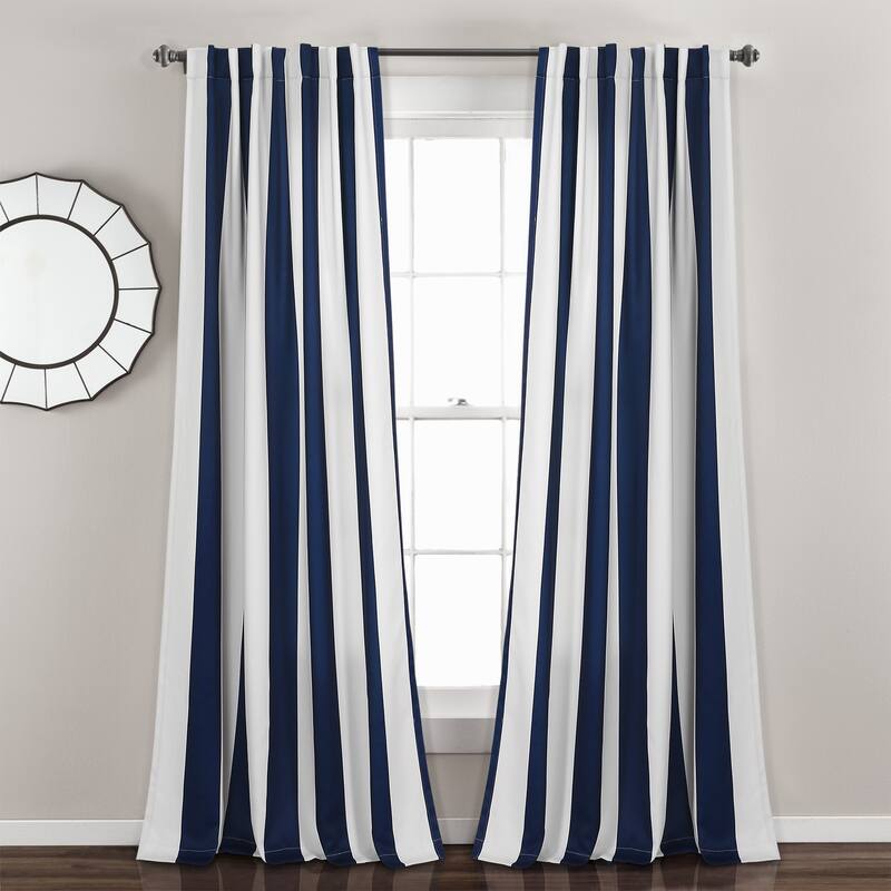 Lush Decor Wilbur Blackout Window Curtain Panel Pair - 52"W x 84"L - Navy