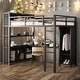 preview thumbnail 2 of 14, Full Size Loft Bed with Storage Cubes and Shelves,Metal Loft Bed with Wardrobe And L-shaped Desk