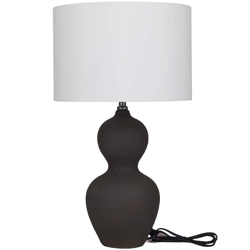 CosmoLiving by Cosmopolitan Black Ceramic Gourd Style Base Room Table Lamp with Drum Shade