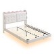 preview thumbnail 33 of 33, Classic Modern Style Full Size Platform Bed with Storage Headboard,Sturdy Wood Bed,LED Light Strips and USB Charging Design