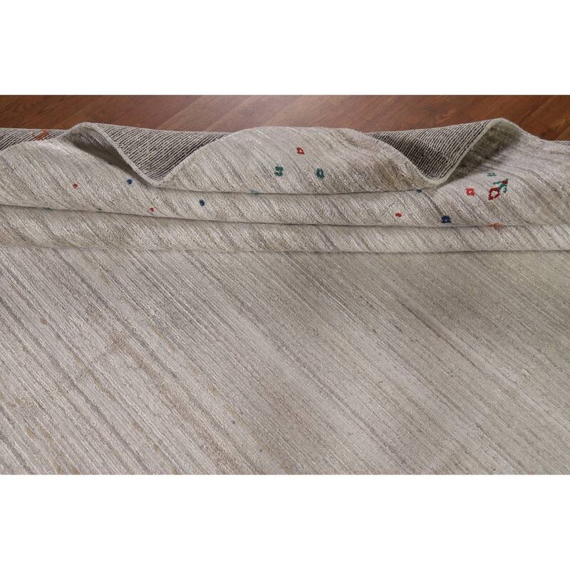 Hand Knotted Oriental 100% Wool Carpet Tribal Tribal Beige & Ivories Gabbeh Area Rug - 9' 10'' X 7' 9''