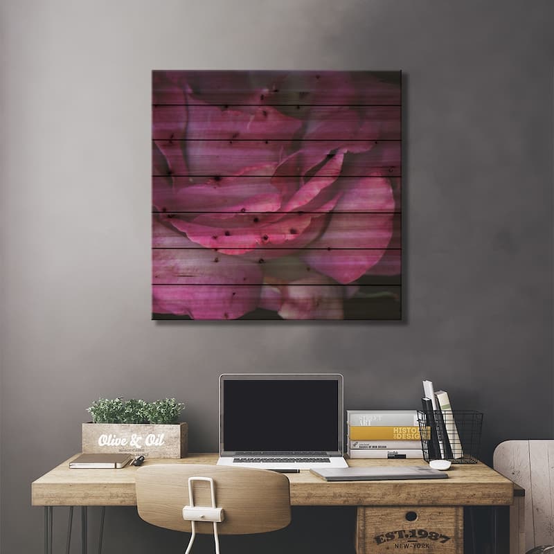 Read Between The Petals Print On Wood by Magda Indigo - Multi-Color