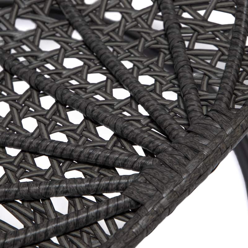 LeisureMod Charcoal Single Seater Rattan Wicker Egg Swing Hanging Chair for Indoor Outdoor Patio Porch Backyard Garden