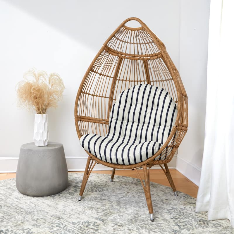 Sorra Home Sunbrella Lido Indigo Egg Chair Replacement Cushion (Cushion Only) - 44" x 27" x 4" - 44" x 27" x 4" - Lido Indigo