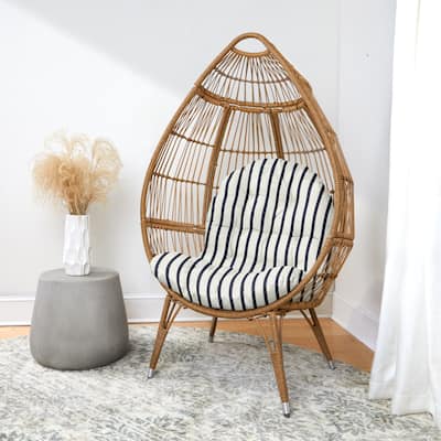 Sorra Home Sunbrella Lido Indigo Egg Chair Replacement Cushion (Cushion Only) - 44" x 27" x 4"
