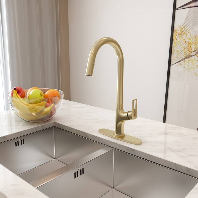 Kitchen Sink Faucet Single-Handle Pull-Out Sprayer Kitchen Faucet - Brushed Gold