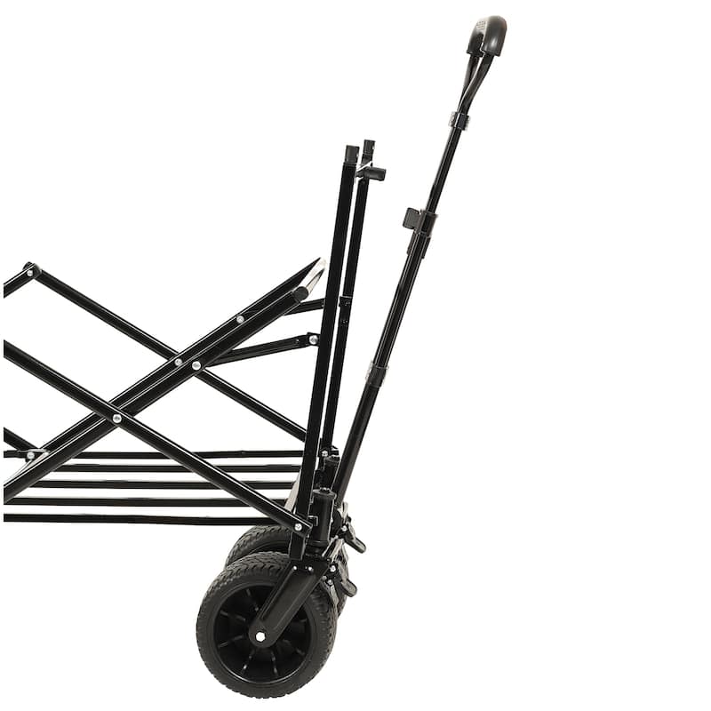With Push Handle, 480Lbs Collapsible Wagon with Canopy, Wagon cart with 7" All-Terrain Wheels, Large Capacity, Shopping, Sports