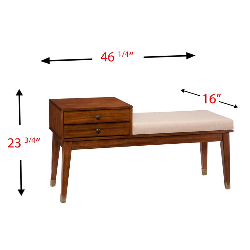 SEI Furniture Morgenstern Midcentury Modern Upholstered Storage Bench