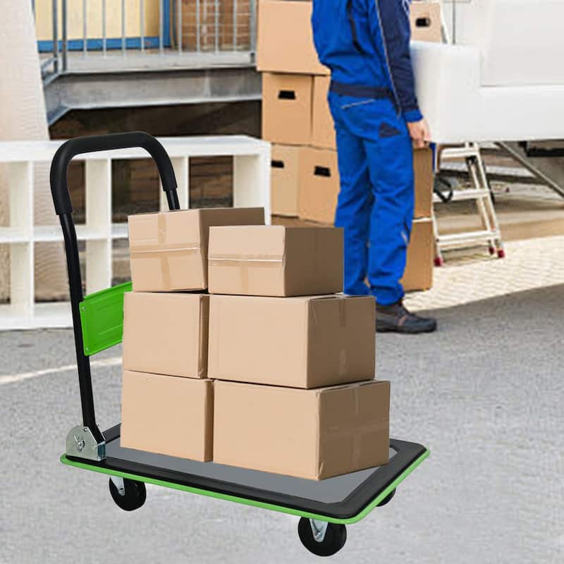 360 Degree Swivel Wheels Foldable Push Hand Cart for Loading and Storage