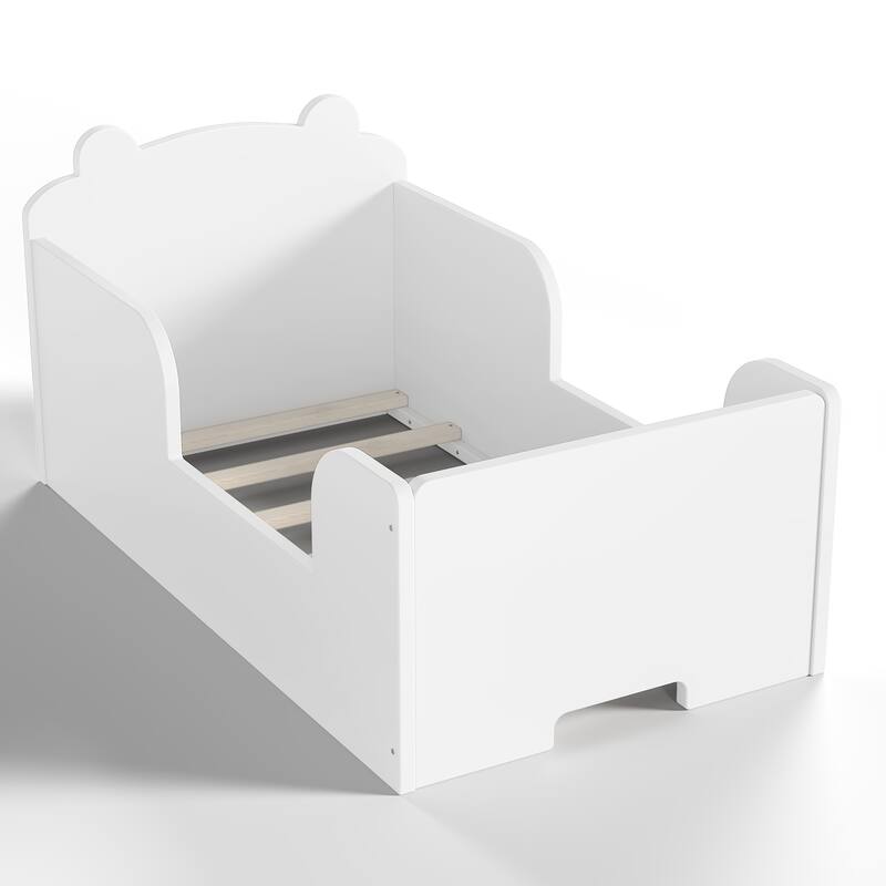 Toddler Floor Bed Frame - Bear Shape Cot Bed for Boys & Girls Ages 3-6