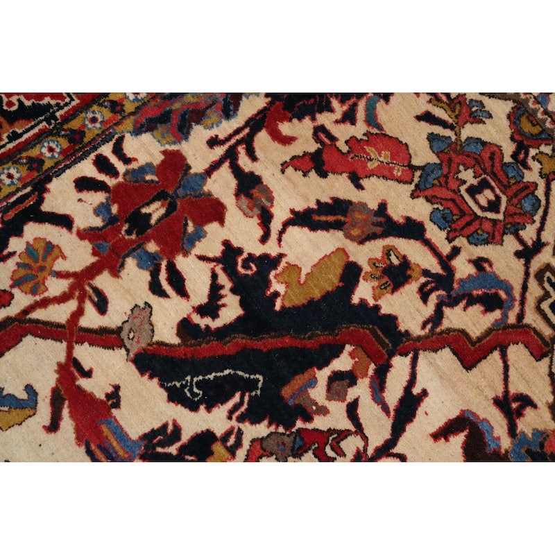 Hand Knotted Oriental 100% Wool Carpet Traditional Floral Beige & Ivories Tabriz Area Rug - 11' 2'' X 7' 4''