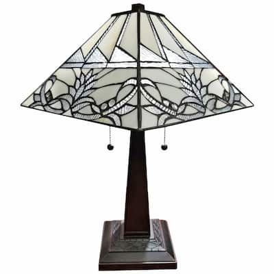Dark Brown Metal Two-Light Candlestick Table Lamp with White Shade - 11” x 21” x 22”