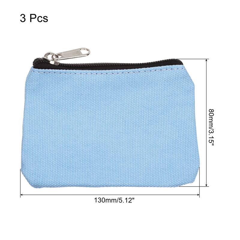 Coin Purse Pouch Change Purses Small Organizer Bags 3" x 5", 3pcs - Blue