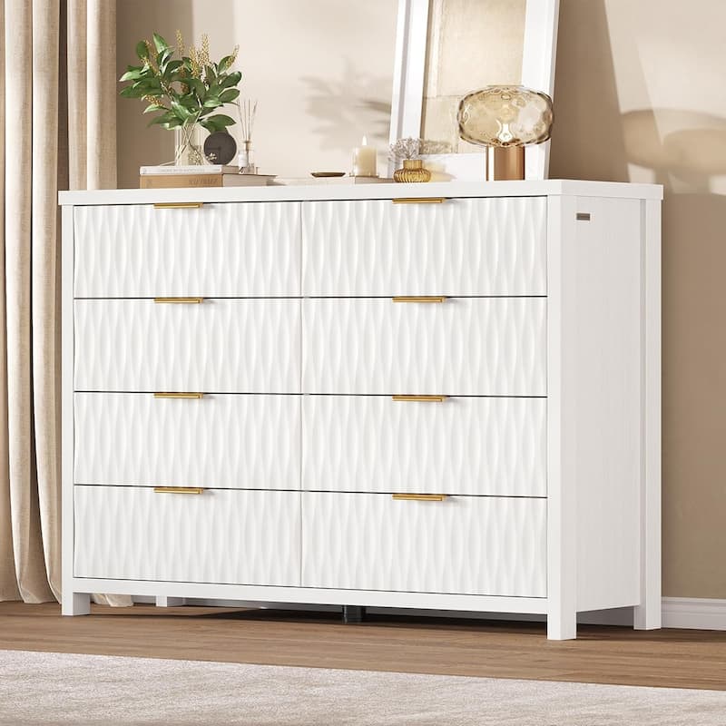 Fluted Bedroom Dresser Drawers TV Stand Drawer Organizer