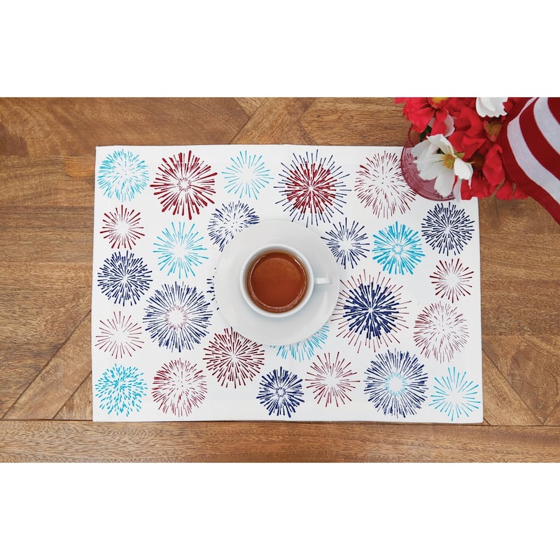 Firework Sparkle July 4th Placemat Set of 6 - Blue