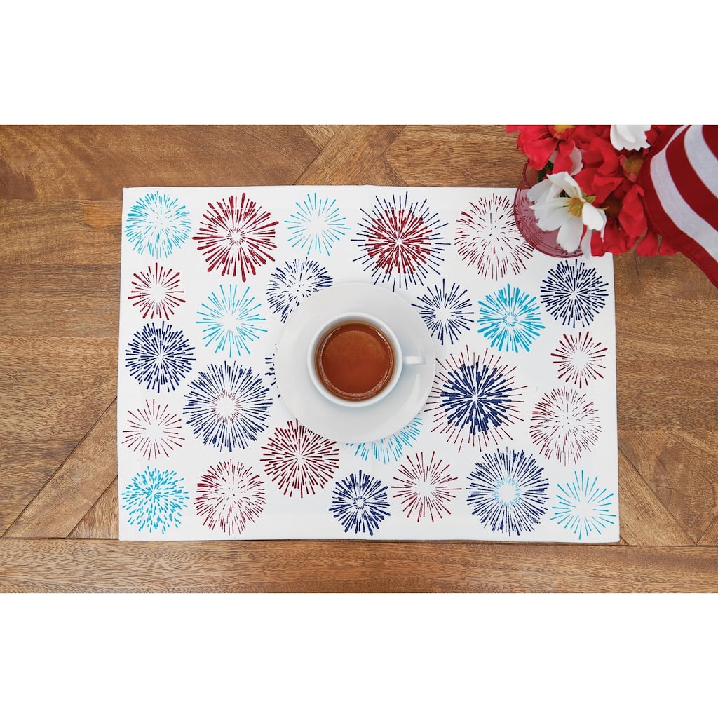 Firework Sparkle July 4th Placemat Set of 6 - Blue
