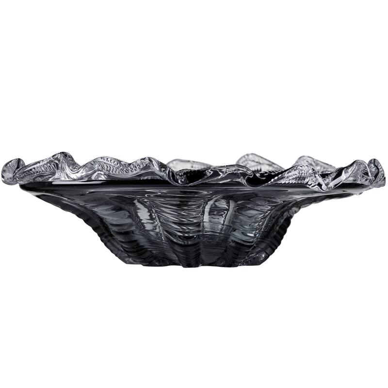 Cascade Petal Platter Scalloped Edge Glass Decorative Bowl for Home