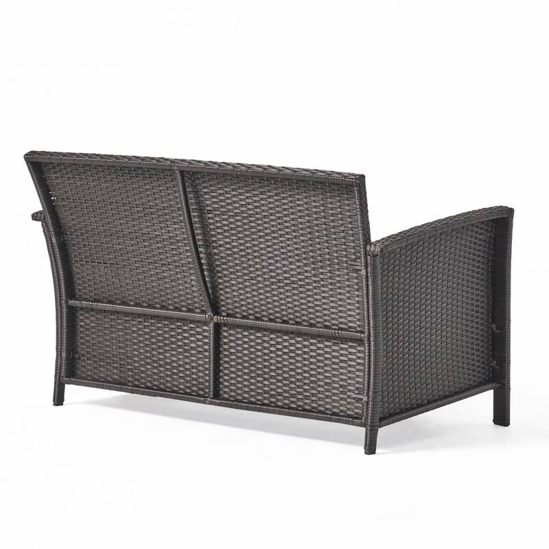 Outdoor Wicker Sofa Set with Loveseat and Chairs, 4-Piece Patio Conversation Sofa Set with Cushions and Table