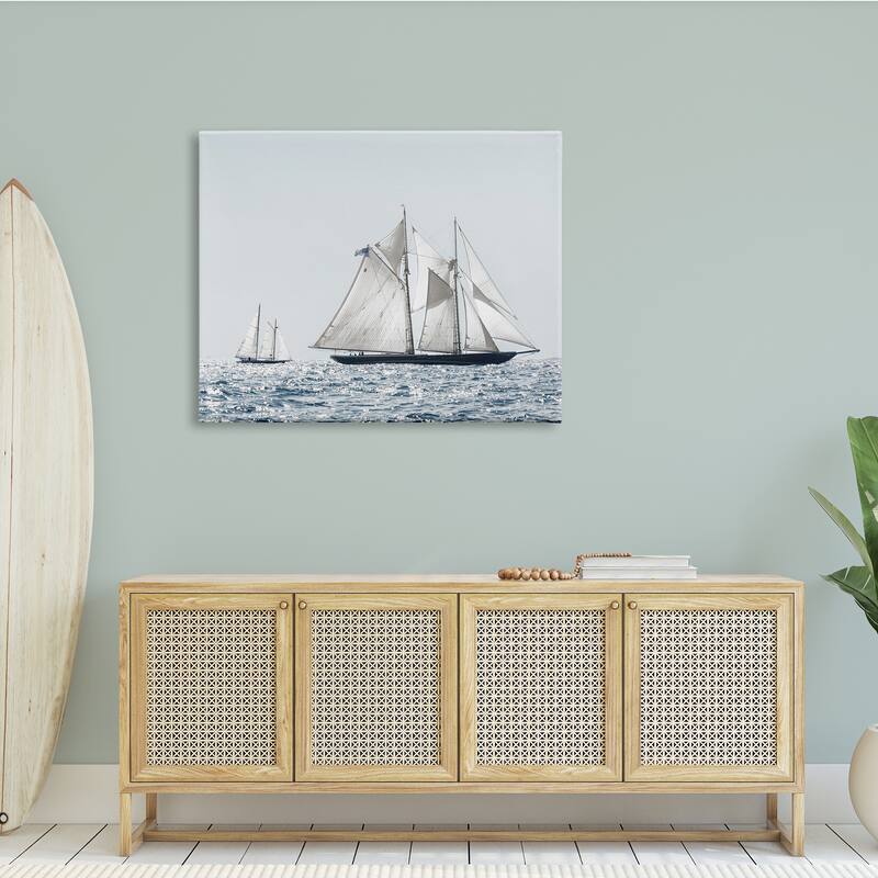 Stupell Traditional Sailboat Vessel Boat on Water Photography Canvas Wall Art - White