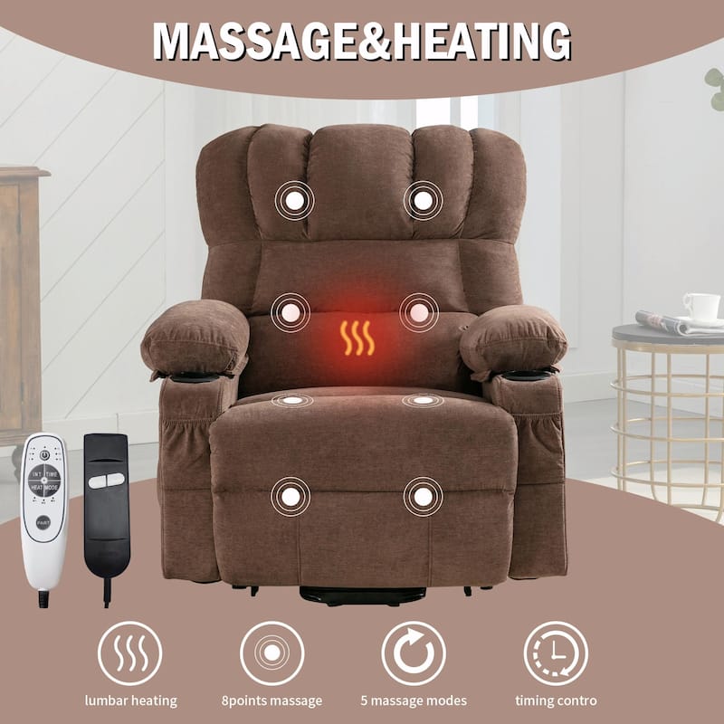 Power Electric Massage Lift Lounge Chair with Heating, Vibration Functions and USB