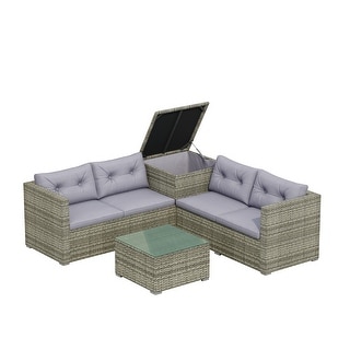 4 Piece Patio Sectional Sofa Set